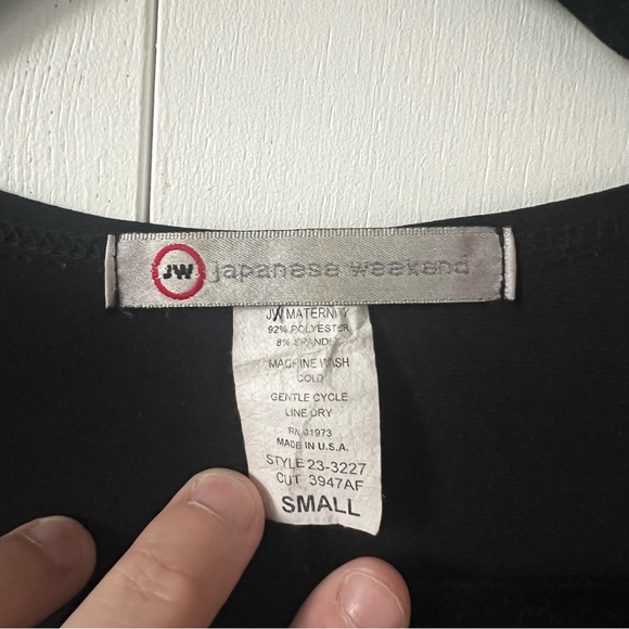 Japanese Weekend Maternity Black Wrap Tie Front Top Woman’s Small - Picture 5 of 9